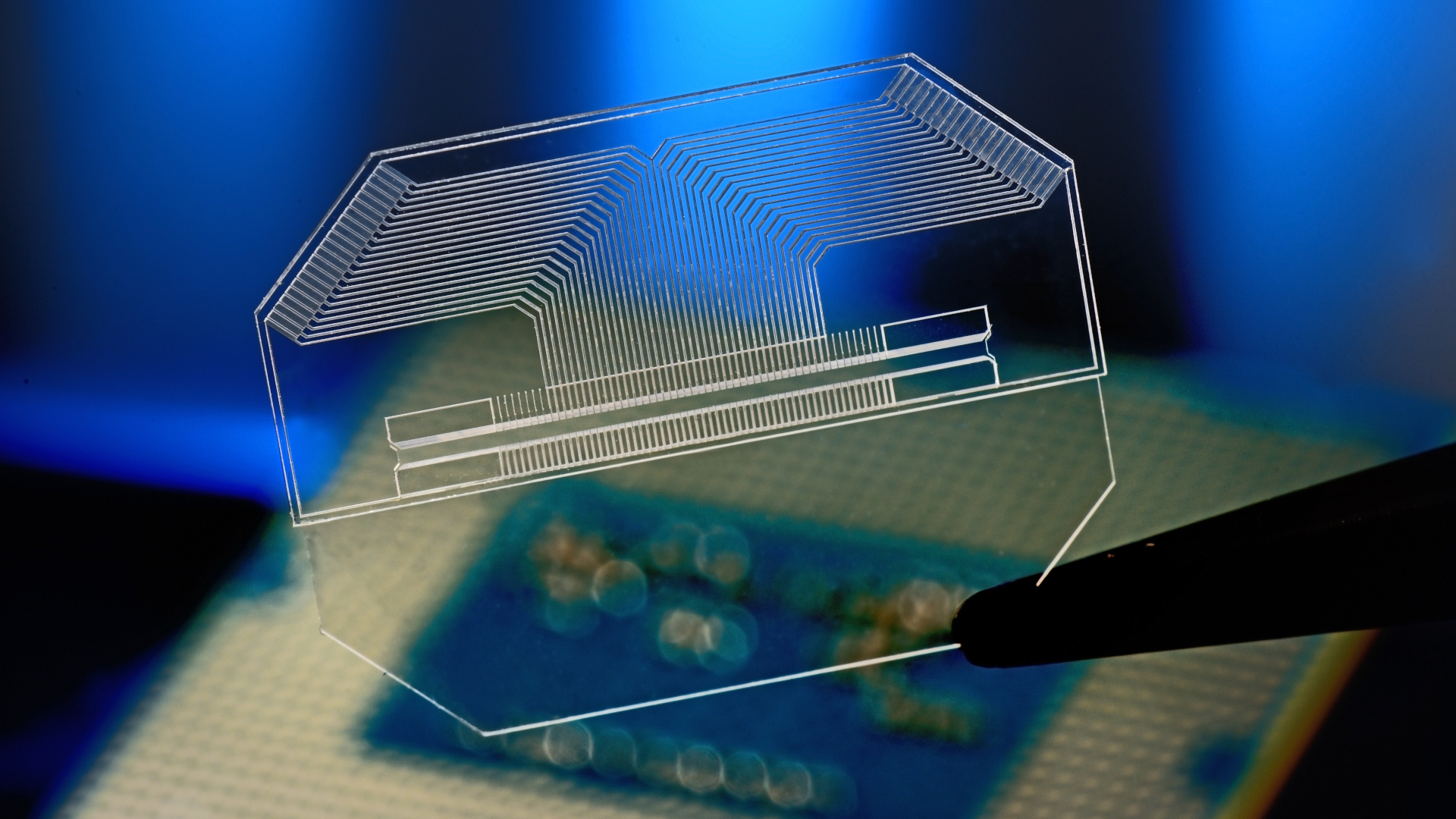 Ion trap for quantum computing processed with the USP laser.